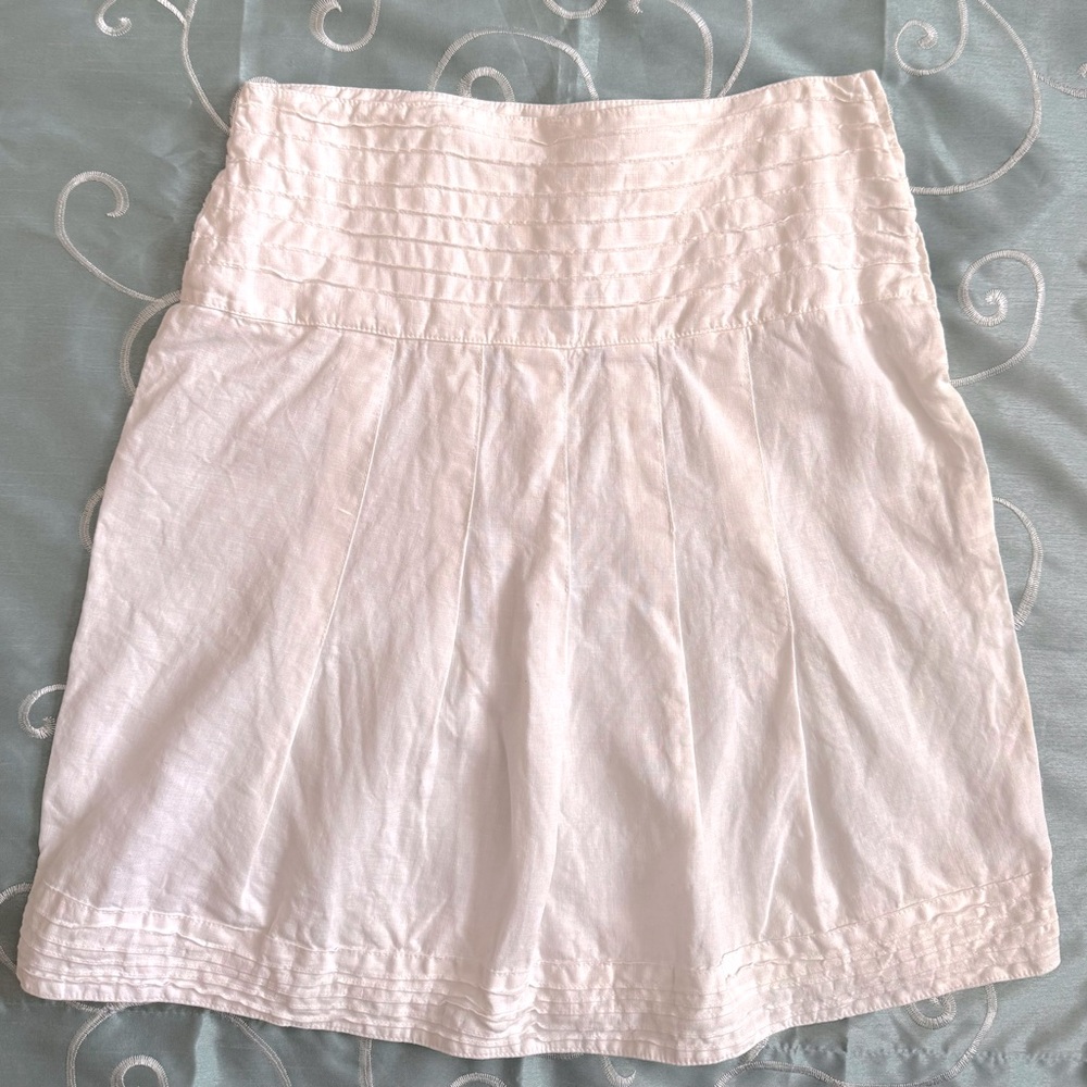 LE PHARE de La baleine 100% linen Italian made white mini skirt size 8